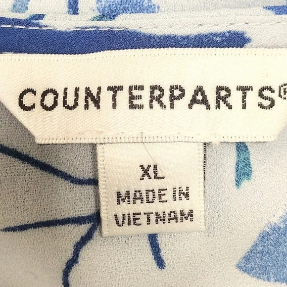 Counterparts Women's Blue Floral Blouse Size XL - Picture 4 of 6